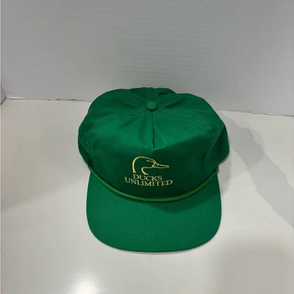 Vtg Ducks Unlimited Embroidered Green Cap Hat Adjustable Rope Accent - Picture 5 of 7